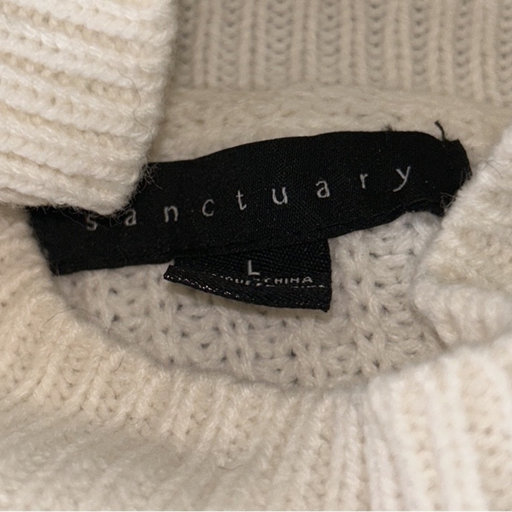 Sanctuary Felling Sporty Ivory & Black Mock Neck Oversized Ribbed Sweater - L - Picture 10 of 13